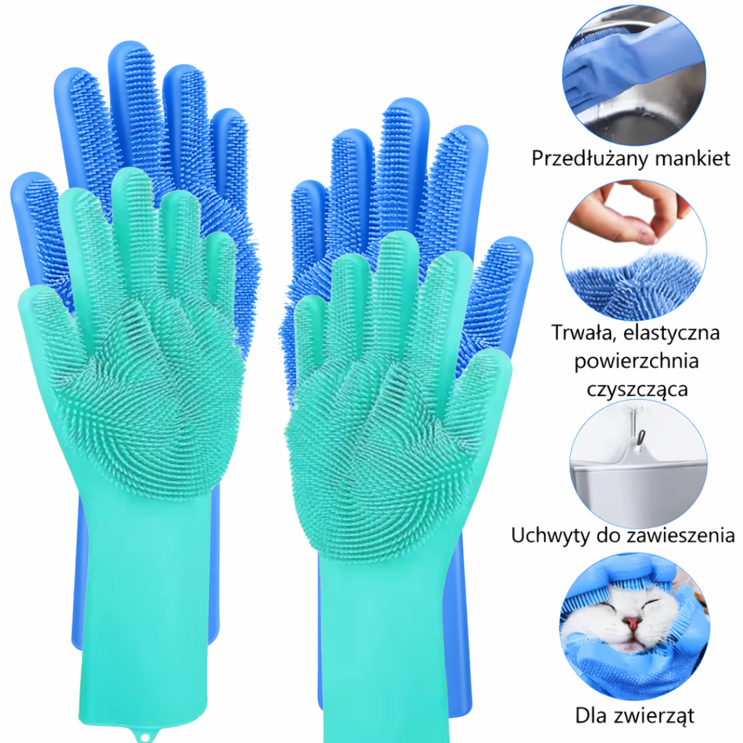 RĘKAWICE DO MYCIA NACZYŃ KABIN KUCHENNE SILIKONOWE- różne kolory, SKU: 074