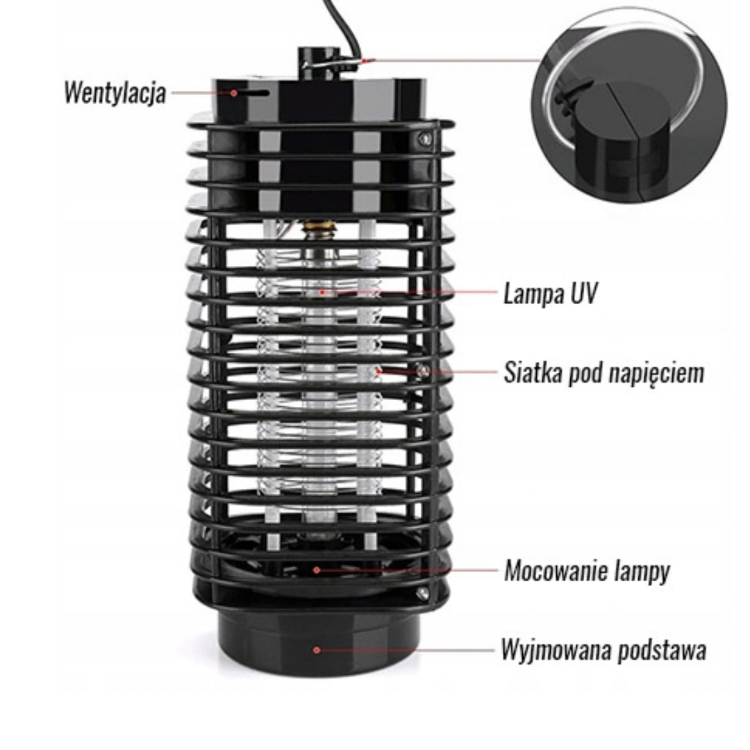 OWADOBÓJCZA LAMPA UV – PUŁAPKA NA KOMARY, MUCHY, OWADY SKU: 378