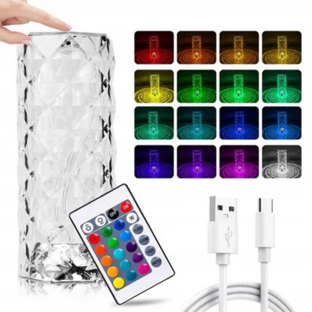 Kryształowa Diamentowa Lampa efekt róży USB + PILOT,  SKU:451