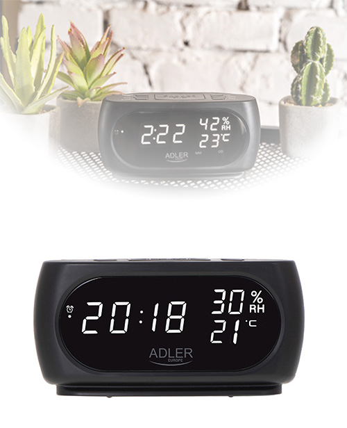 Adler Zegar – Budzik z pomiarem temperatury i wilgotności SKU: AD 1186
