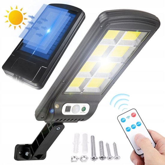SOLARNA LAMPA ULICZNA Z CZUJNIKIEM RUCHU 1800 mAh + PILOT ZDALNEGO STEROWANIA, SKU: 507