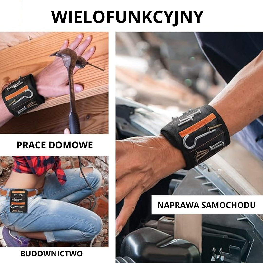 MAGNETYCZNA OPASKA NA NADGARSTEK NA NARZĘDZIA BITY, WIERTŁA, GWOŹDZIE, SKU: 534
