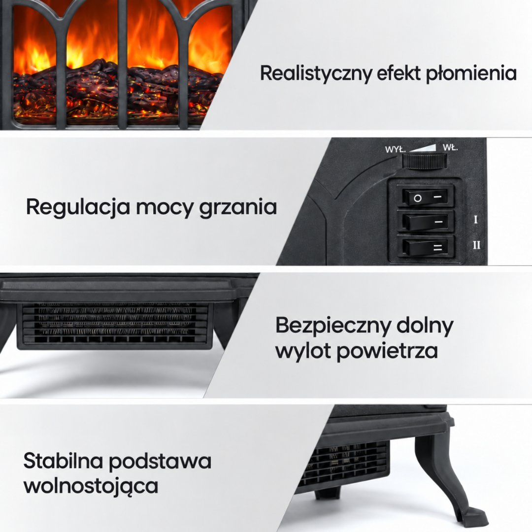 Kominek płomieniowy ADM 3D - grzejnik i dmuchawa 2w1, SKU: 2077 - obrazek 6
