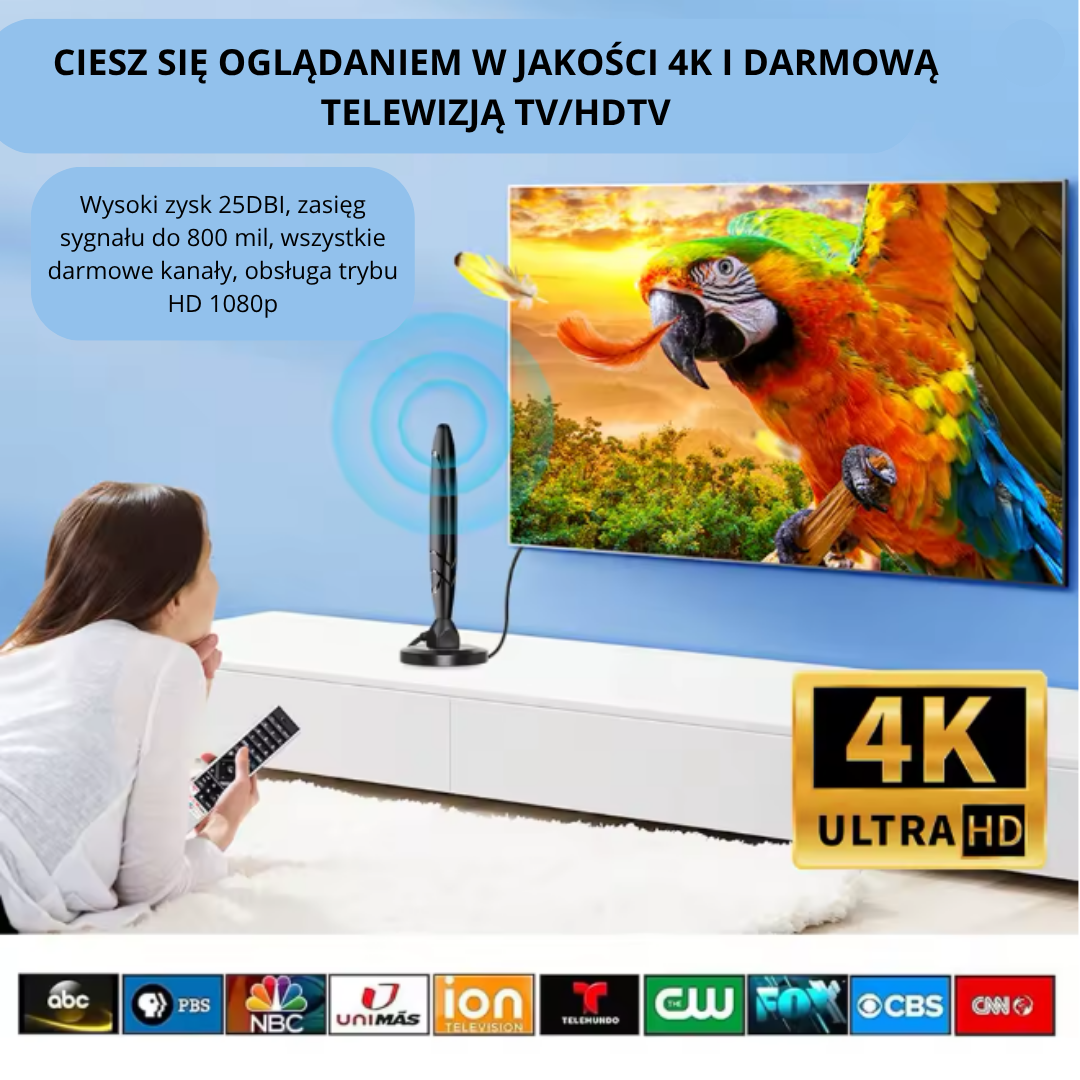 Cyfrowa antena TV z magnetyczną podstawą, SKU:7024
