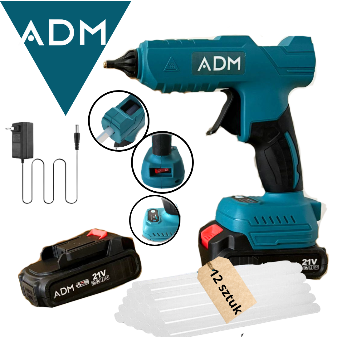 ADM Bezprzewodowy Pistolet na Klej na Gorąco 21V + 1 Akumulator 21V, SKU: 7006