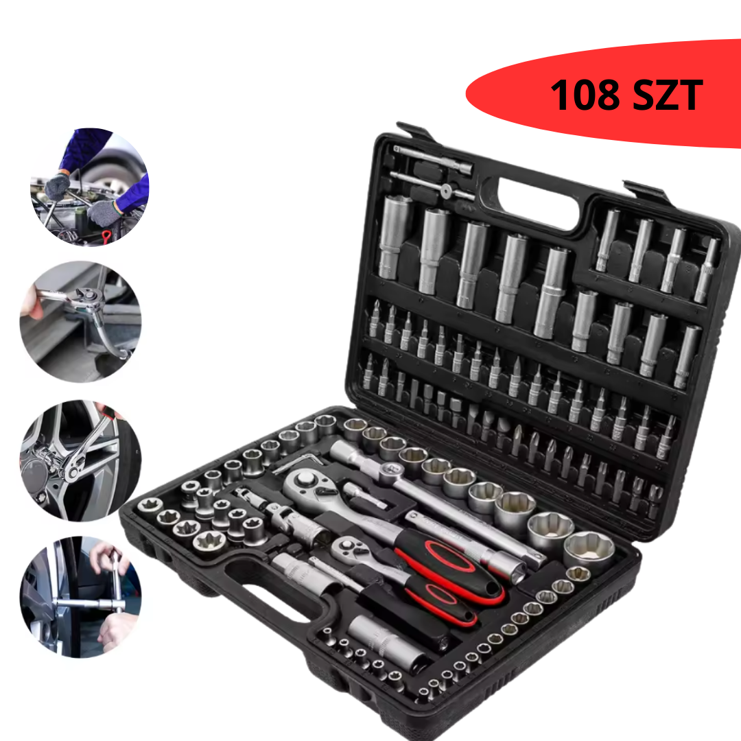Zestaw Kluczy Nasadowych 108 Sztuk, SKU:7027