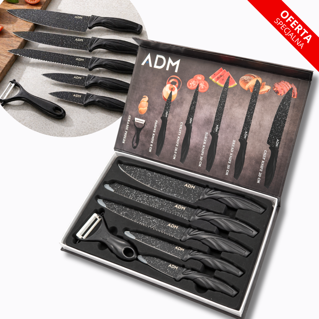Noże kuchenne ceramiczne ADM – 6 elementów, SKU: 7063