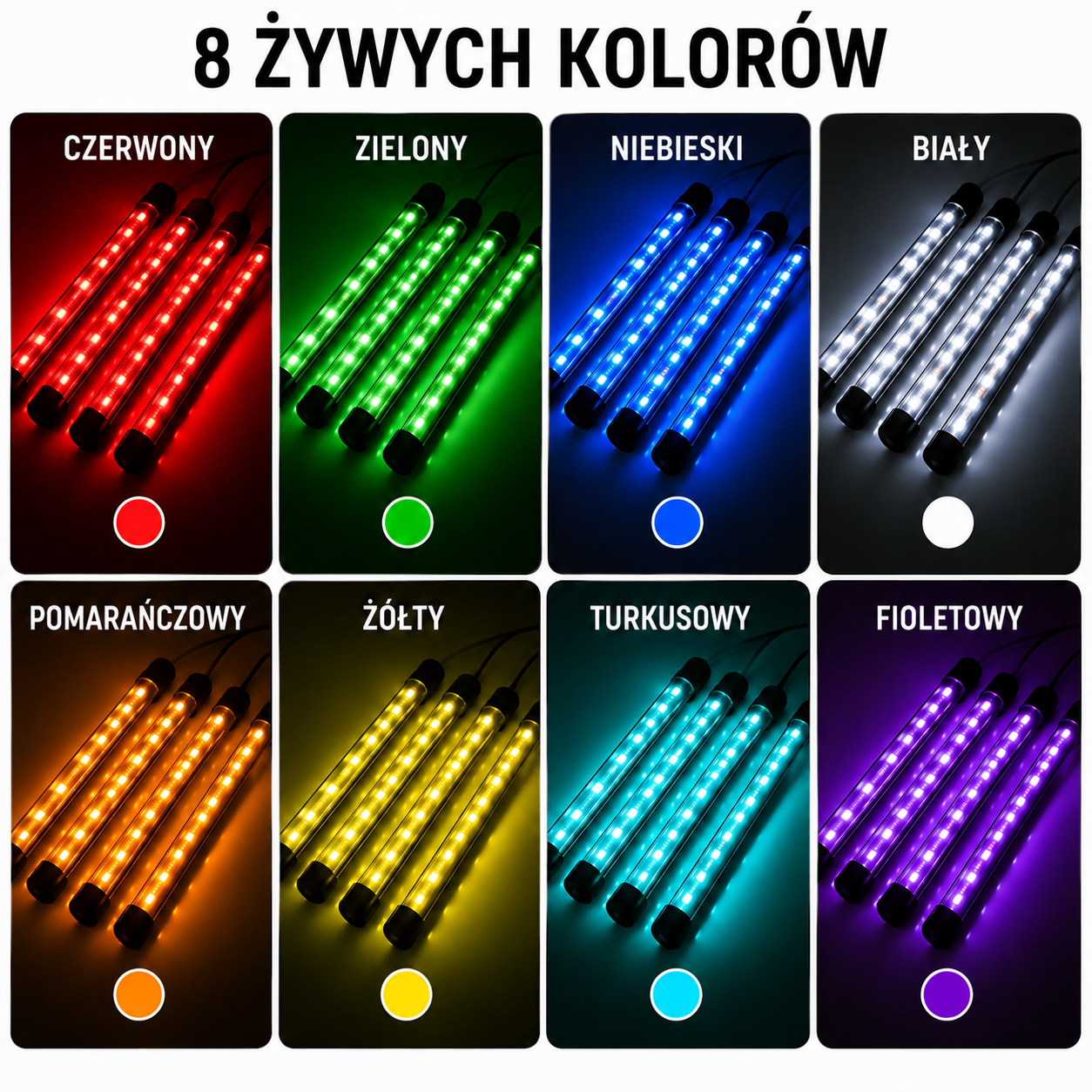 Oświetlenie LED do wnętrza samochodu z pilotem i synchronizacją z muzyką, SKU: 2280