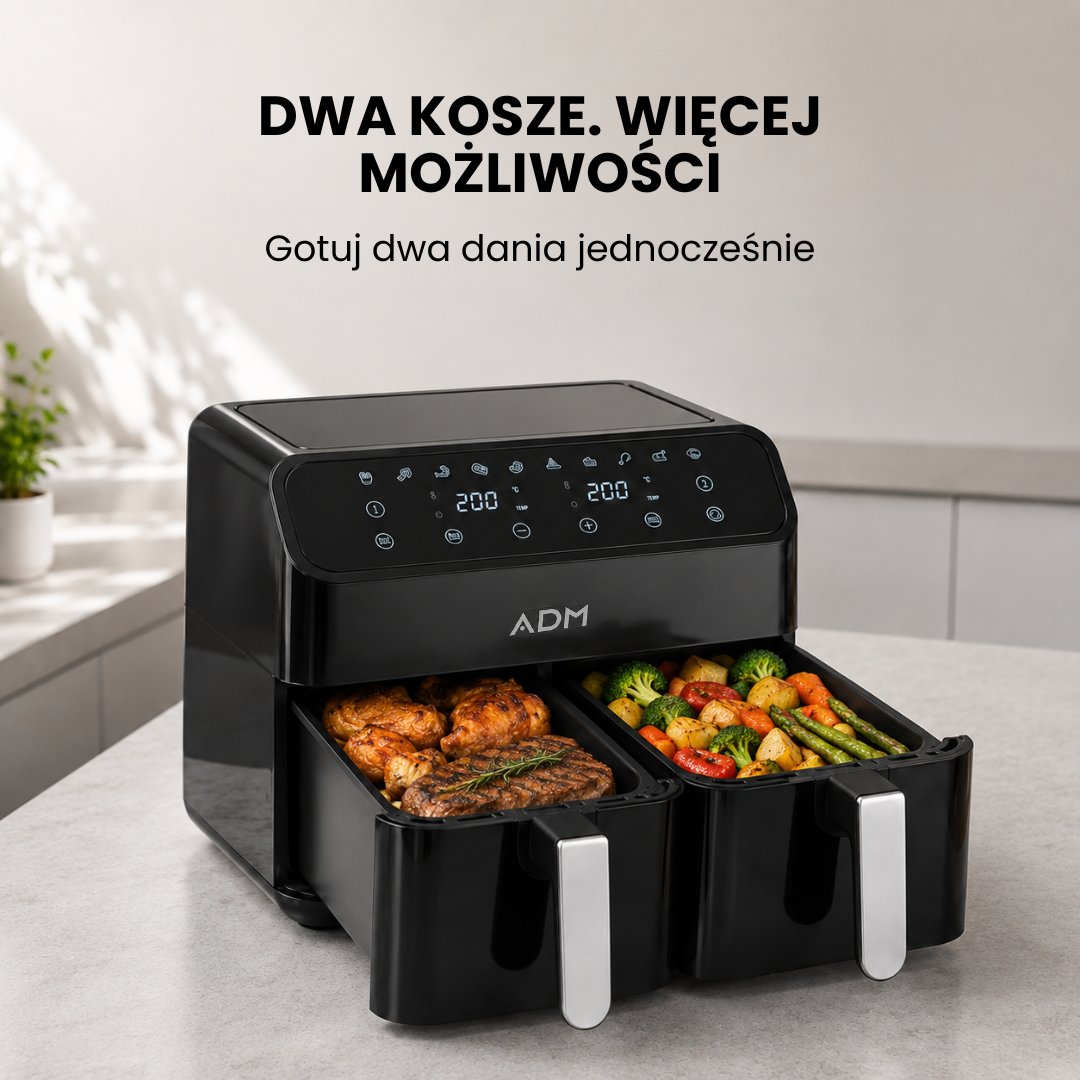 Frytkownica ADM Double Air Fryer – 2 kosze 8L, SKU: 550 - obrazek 8