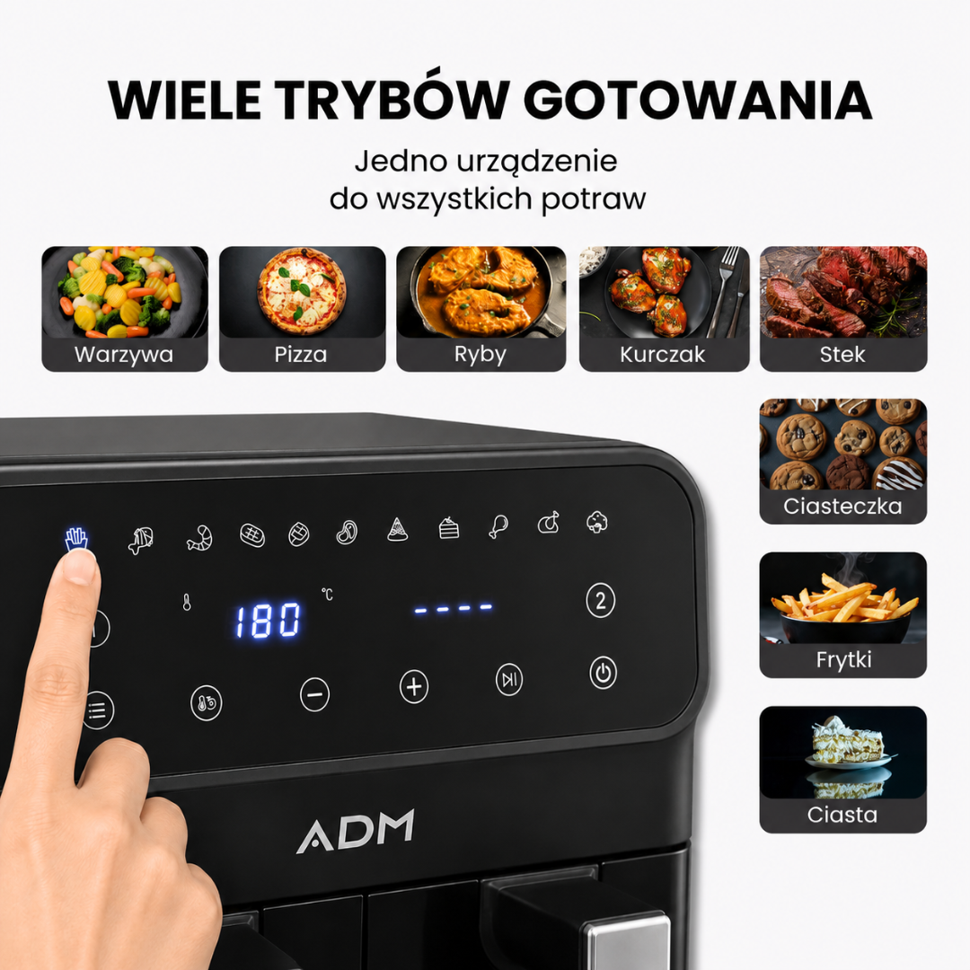 Frytkownica ADM Double Air Fryer – 2 kosze 8L, SKU: 550 - obrazek 3