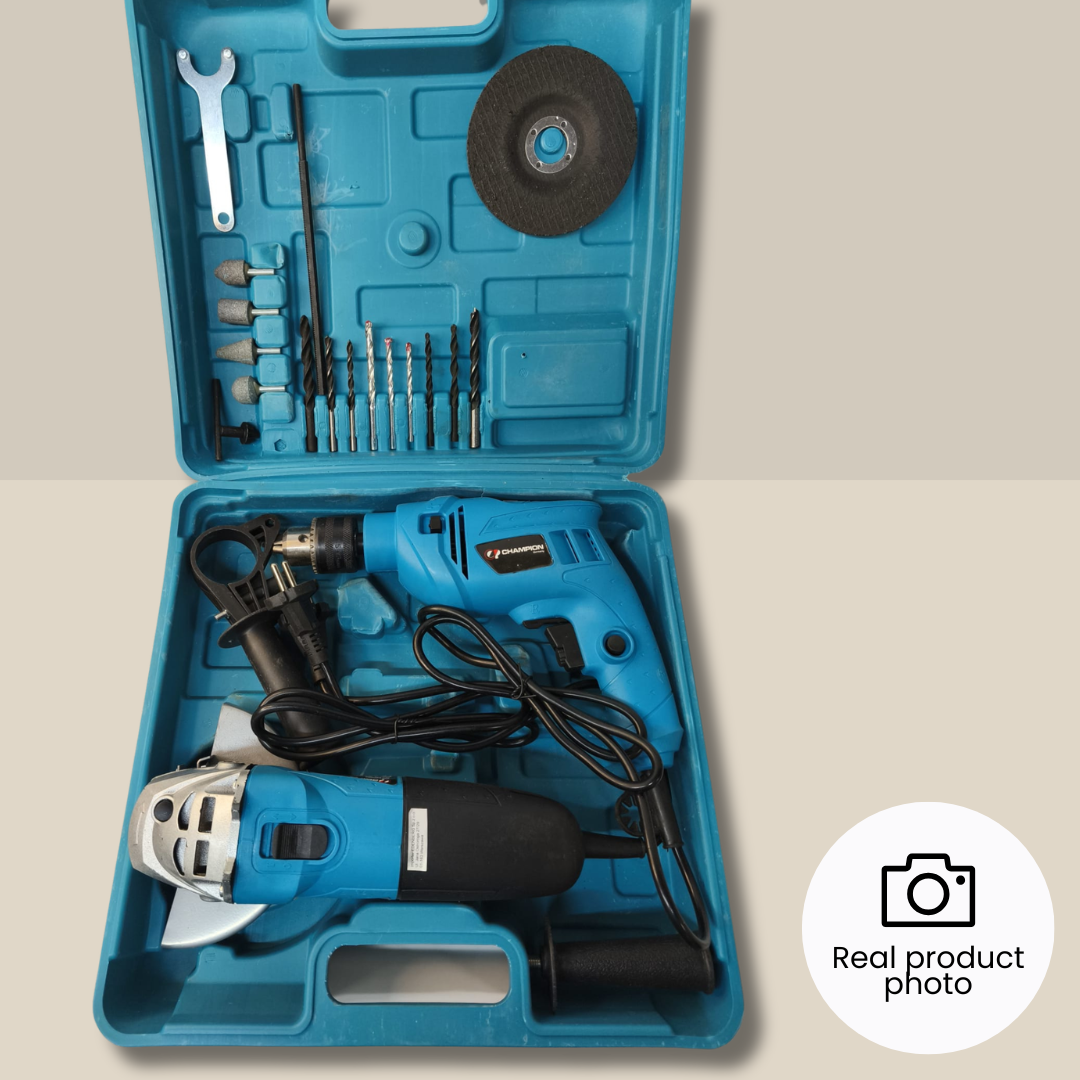 Zestaw szlifierka kątowa + wiertarka udarowa – 900W, SKU: CP-117