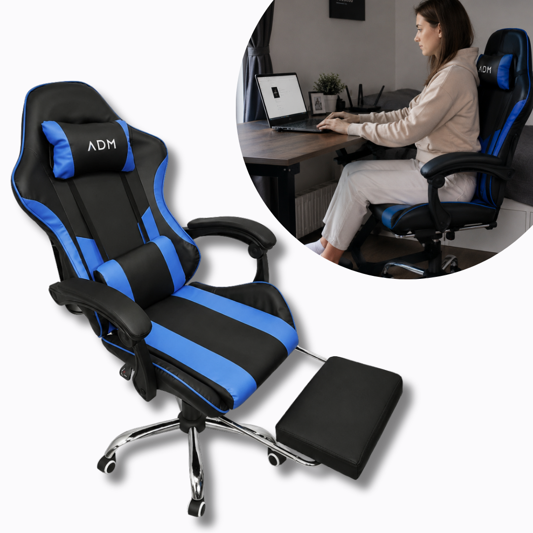 ADM Ergonomiczny Fotel Gamingowy z Podnóżkiem, SKU: 7082
