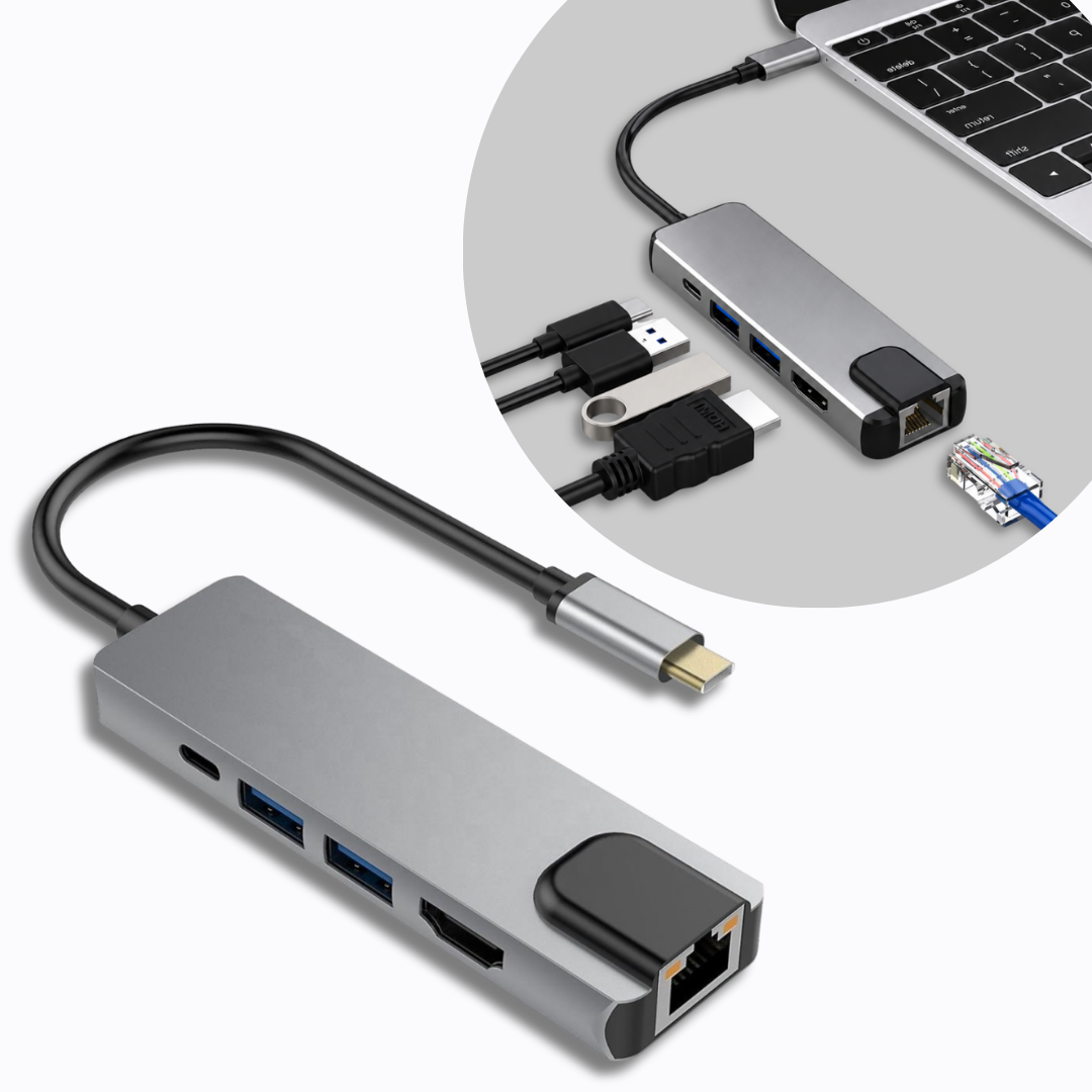 Hub USB-C 5-w-1 z HDMI 4K adapter wieloportowy, SKU: 7123